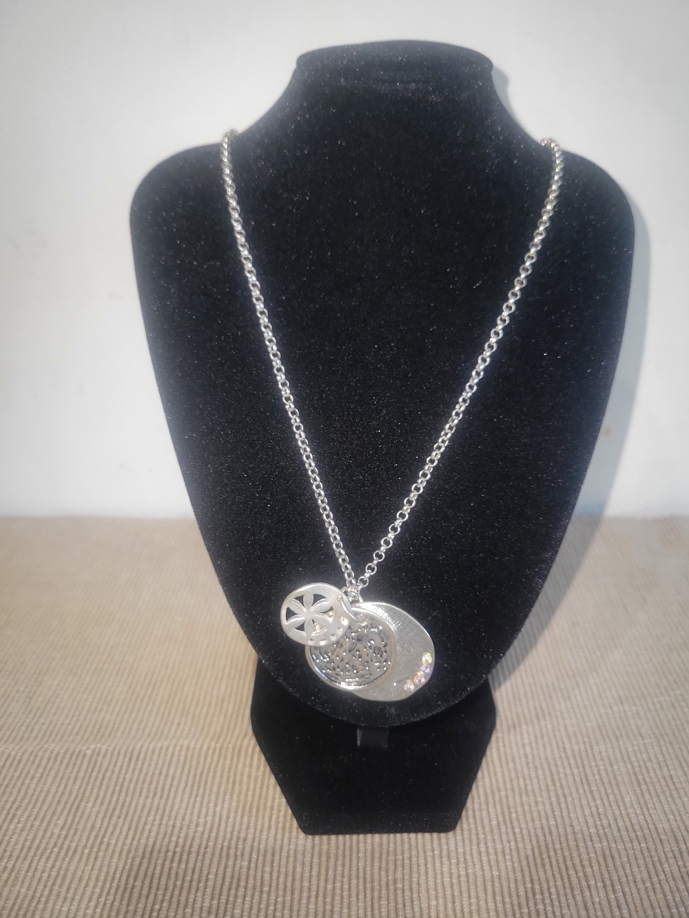 CJ Banks Silver Multi-Disc Pendant Necklace